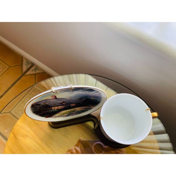 Thomas Kinkade Moonlight Cottage Decoarative Cup & Saucer Set Home Decor - Picture 3 of 10